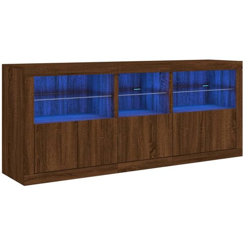 Maison Chic Komoda - Predalnik z LED lučkami dimljen rjav hrast 162x37x67 cm, (21721550) Cene