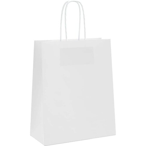  Papirnate vrećice 250 kom s ručkama bijele 18x8x22 cm Slike