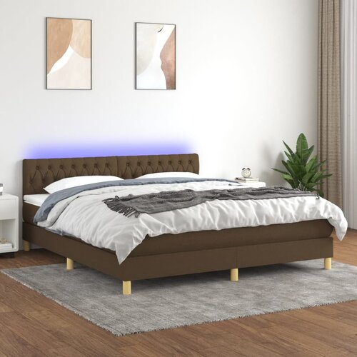  The Living Store Box spring postelja z vzmetnico LED temno rjava 180x200cm blago - Box Spring Postelja, (21499440) Slike