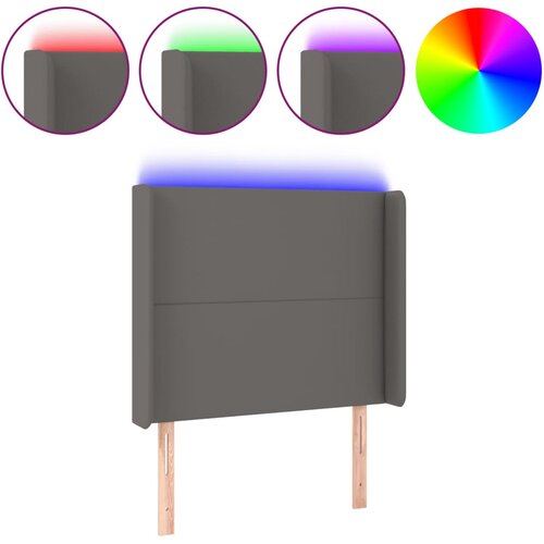 Maison Chic led posteljno vzglavje - vzglavna omarica - nočna omarica sivo 93x16x118/128 cm umetno usnje, (21712863) Slike