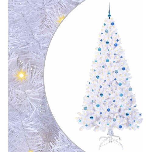 vidaXL Umestno božično drevo med 300 LED Bela 240 cm PVC in jeklo, (5000111313) Cene