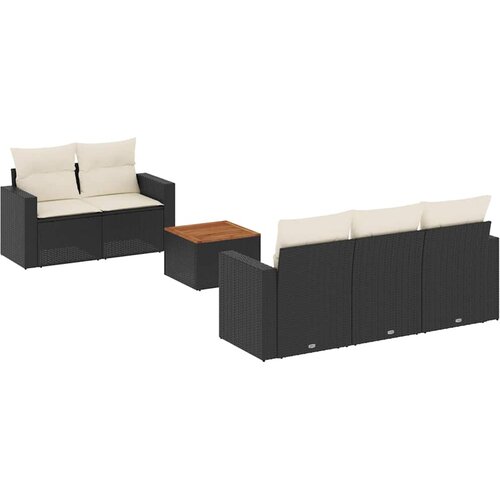  6-dijelni set vrtnih sofa s jastucima crni od poliratana Crna Slike