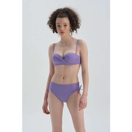 Dagi Lilac Side Pleated Bikini Bottom Slike