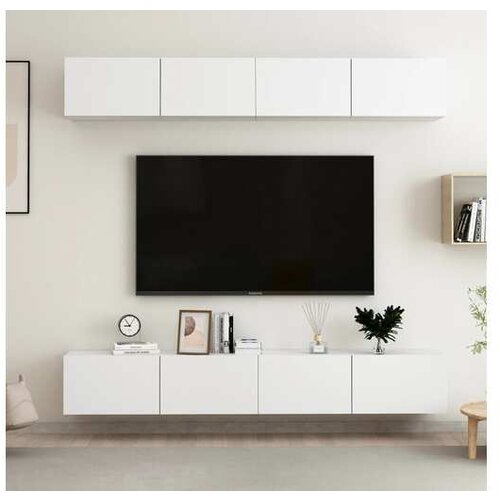  TV omarice 4 kosi bele 100x30x30 cm iverna plo&scaron;ča Cene