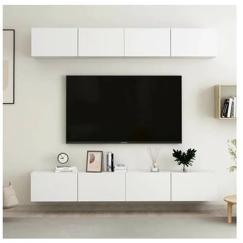  TV omarice 4 kosi bele 100x30x30 cm iverna plošča