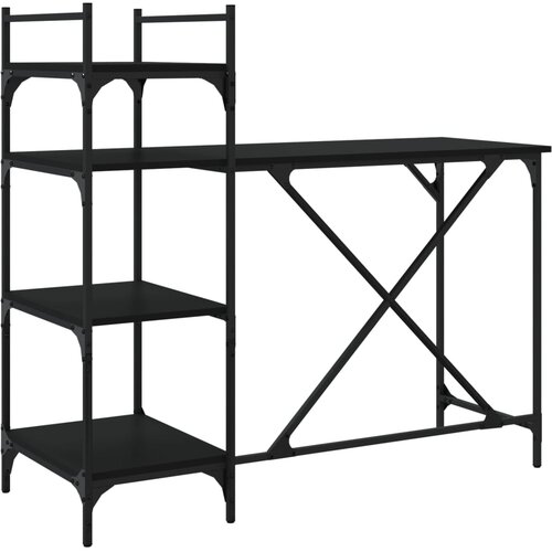 Maison Chic Računalni&amp;scaron;ka miza - pisarni&amp;scaron;ka miza s policami črna 120x47x109 cm, (21785049) Slike