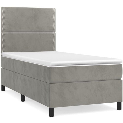 Maison Chic Box spring postelja - Vzmetna postelja z vzmetnico svetlo siva 100x200 cm žamet SL19591, (21894158) Slike