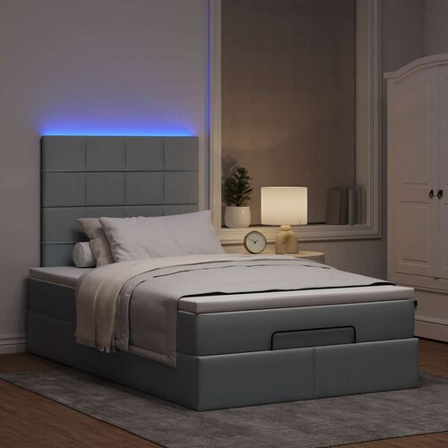 VidaXL Okvir za krevet s madraca svjetlosivi 120x190 cm od tkanine Slike