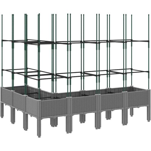  Vrtna sadilica s re&amp;scaron;etkom svjetlosiva 120x120x142,5 cm PP Slike