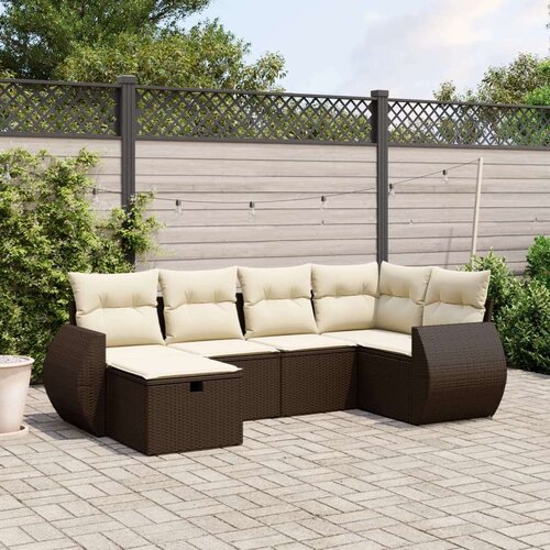vidaXL 6-dijelni set vrtnih sofa od poliratana s jastucima smeđi Cijene