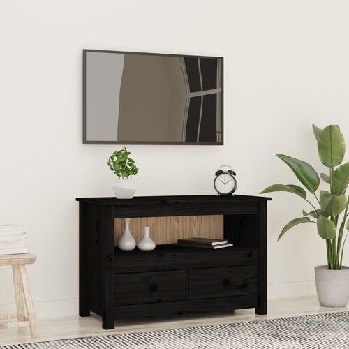 vidaXL TV omarica črn 79x35x52 cm trdna borovina Cene