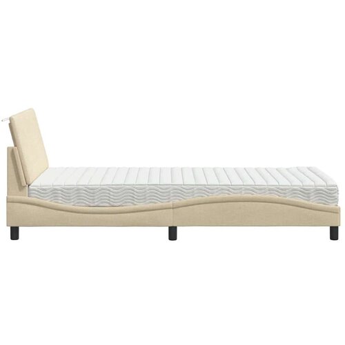  Krevet s madracem krem 100 x 200 cm od tkanine Slike