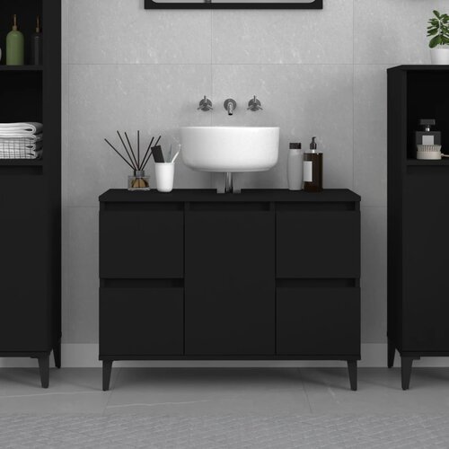 vidaXL Omarica za umivalnik črna 80x33x60 cm inženirski les Cene