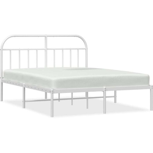 VidaXL Metalni okvir za krevet s uzglavljem bijeli 183x213 cm Slike