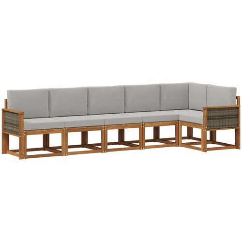 vidaXL Zunanja garnitura za sedenje 6 pcs Naravna in svetlo siva, (5000281880) Cene