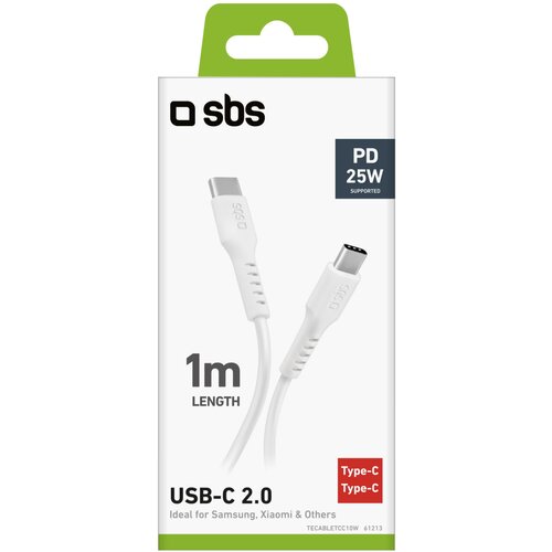 Sbs USB-C &amp;ndash; USB-C kabel 1m bijelo i 25 W Slike