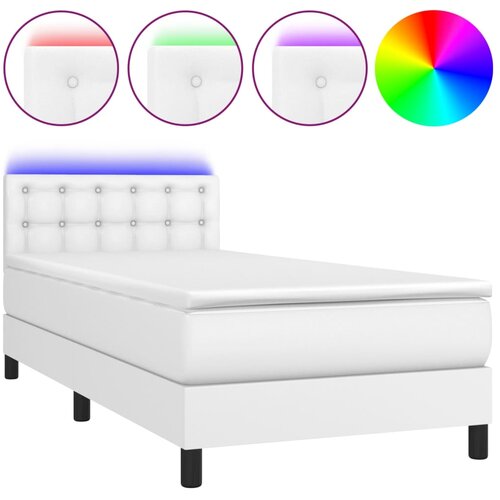  Krevet box spring s madracem LED bijeli 80x200 cm umjetna koža Cene