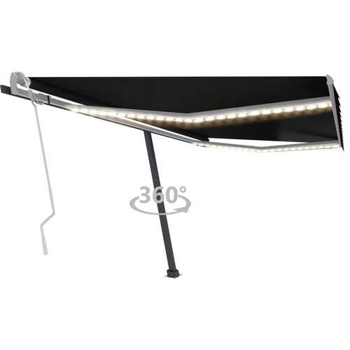 vidaXL Ročno zložljiva tenda z LED lučkami 450x300 cm antracitna Cene