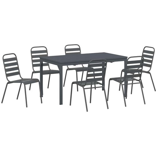  Vrtni set za objed 7 pcs Antracit Čelik s prahom Slike