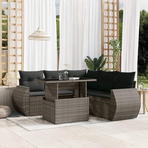 vidaXL 6-dijelni set vrtnih sofa od poliratana s jastucima sivi Cijene