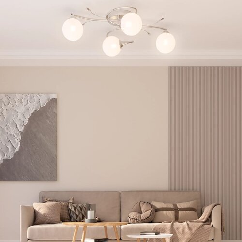 VidaXL Stropna lampa s okruglim staklenim sjenilima 4 G9 LED svjetla Slike