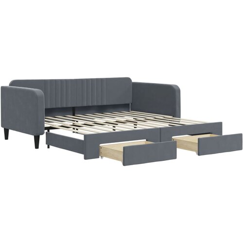 VidaXL Izvlečna dnevna postelja s predali temno siva 100x200 cm žamet, (20930026) Slike