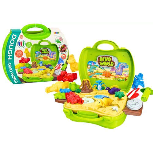 Lean Toys svet dinozavrov glina v kovčku kalupi orodje zelena Slike