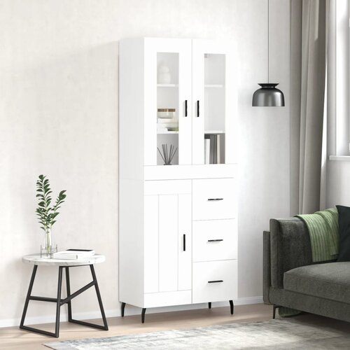 vidaXL Visoka omara bela 69,5x34x180 cm inženirski les Cene