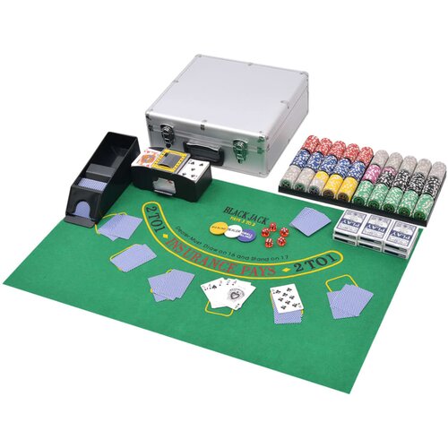 The Living Store Kombiniran Poker/Blackjack Set s 600 Laserskimi Žetoni Aluminij - Poker Set, (21426760) Slike