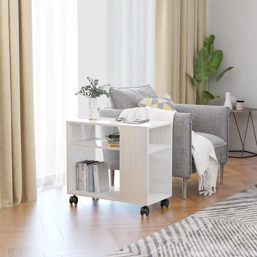 Furnova Stranska mizica visok sijaj bela 70x35x55 cm konstruiran les, (21915252) Cene
