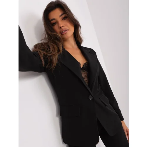 Fashion Hunters Black women's blazer with buckle