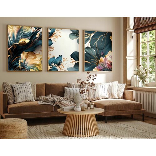 Wallity Huhu217 - 50 x 70 multicolor decorative framed mdf painting (3 pieces) Cene