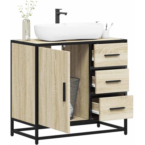 vidaXL Kopalniška omarica za umivalnik sonoma 65x33x60 cm inž. les Cene