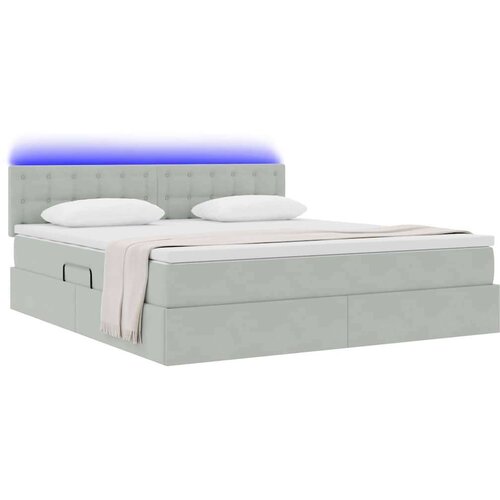  Krevet S LED lampica Svijetlo siva 160 x 200 cm Bar&amp;scaron;un Slike