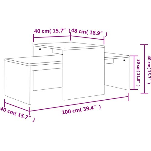  Set stolića za kavu boja betona 100x48x40 cm konstruirano drvo Slike