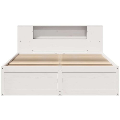 VidaXL Okvir kreveta bez madraca bijeli 135 x 190 cm masivna borovina Slike