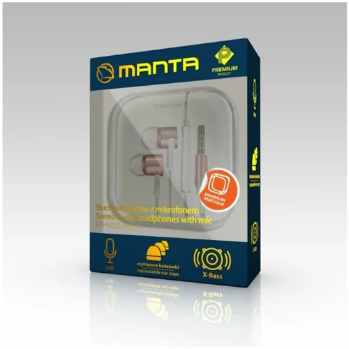 Manta slušalice + mikrofon, in-ear, alumin, 4 nastavka, kutija, roza/zla EPH9003