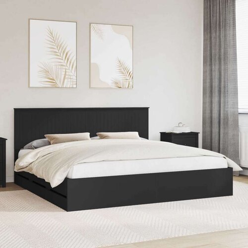  Konstrukcija postelje Črna 200 x 200 cm Inženirsko leseno, (5000121516) Cene