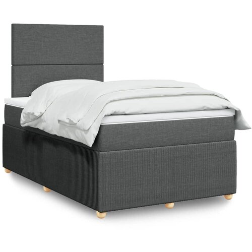 vidaXL Box spring postelja z vzmetnico temno siva 120x200 cm blago Cene