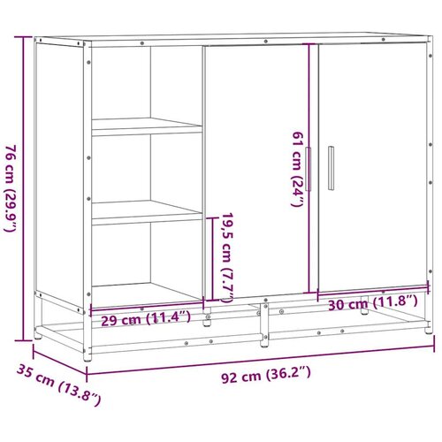 VidaXL Komoda smeđi hrast 92x35x76 cm izrađeno drvo Slike