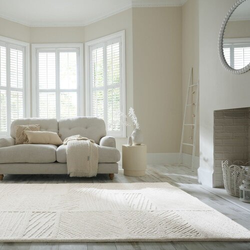 Flair Rugs Bela ročno tkana preproga iz me&amp;scaron;anice volne 200x300 cm Sculptured Blocks &amp;ndash; Slike