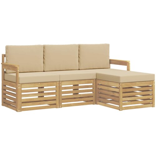  Set vanjskih sofa 4 pcs Bijela i bež 189,5 x 122,5 x 73 cm Slike