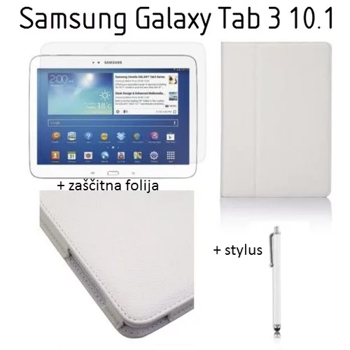  Ovitek / etui / zaščita za Samsung Galaxy Tab 3 10.1 - beli (+ zaščitna folija in pisalo)