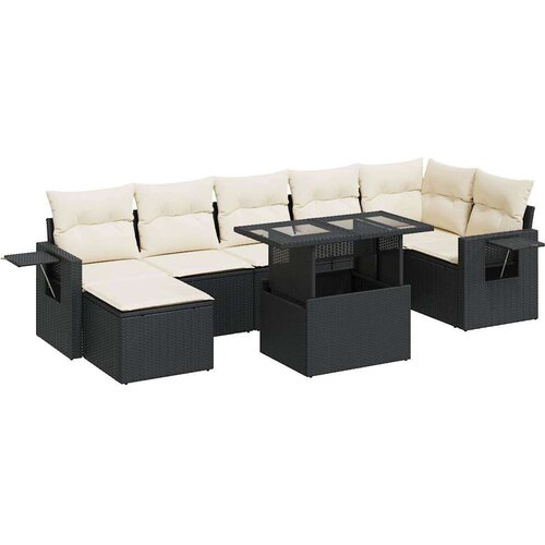 vidaXL 8-dijelni set vrtnih sofa od poliratana s jastucima crni Cijene