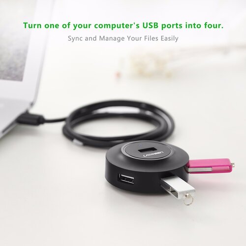 Ugreen 4-portni USB-A HUB 4xUSB-A 2.0 1m, crni Slike