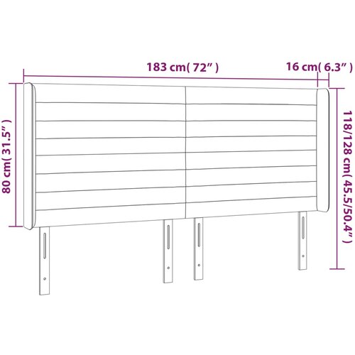  LED uzglavlje svjetlosivo 183 x 16 x 118/128 cm bar&amp;scaron;unasto Slike