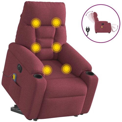 vidaXL Električni masažni naslonjač na podizanje od tkanine boja vina Cijene