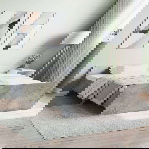  Kreveta s uzglavljem i podnožjem boja betona 120x190 cm Slike