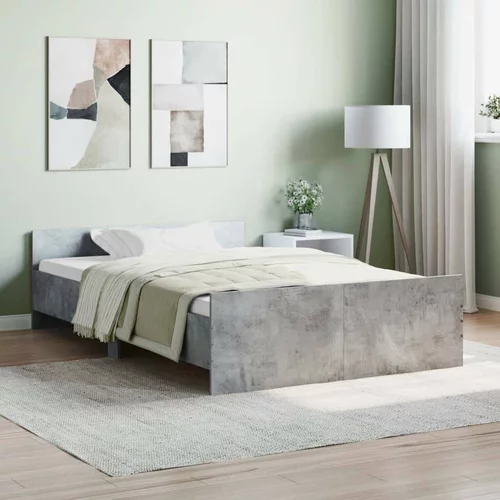  kreveta s uzglavljem i podnožjem boja betona 120x190 cm