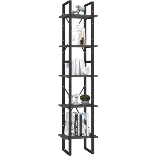 VidaXL Knjižna omara 5-nadstropna siva 40x30x175 cm borovina Slike